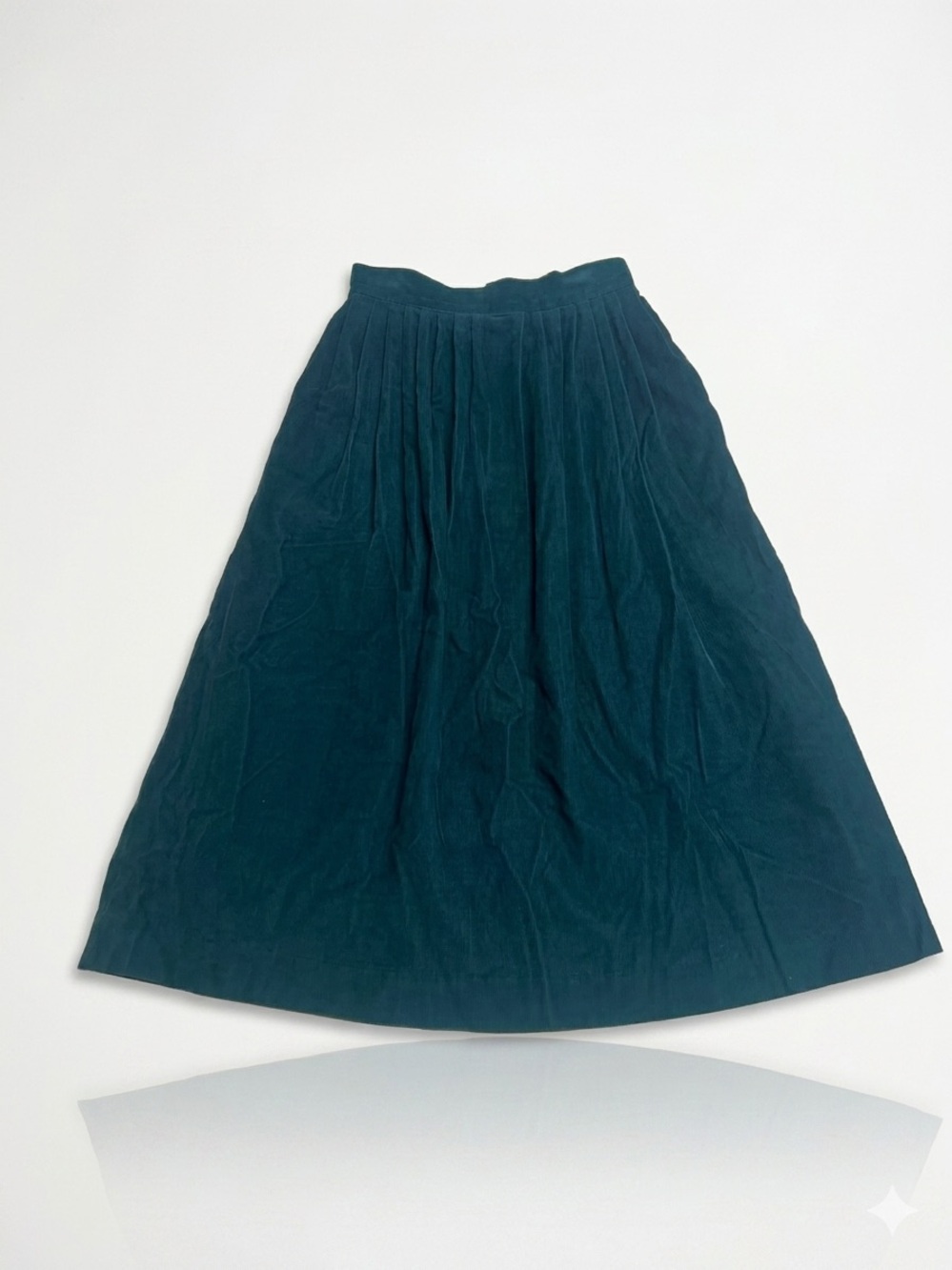 Vintage Lands' End Teal Corduroy Midi Skirt Made in USA Women's Size 8